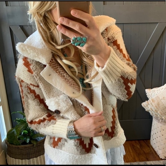 New Quilted Cardigan Sweater Coat / Women's Shacket Western Boho Jacket Vintage - Picture 4 of 10